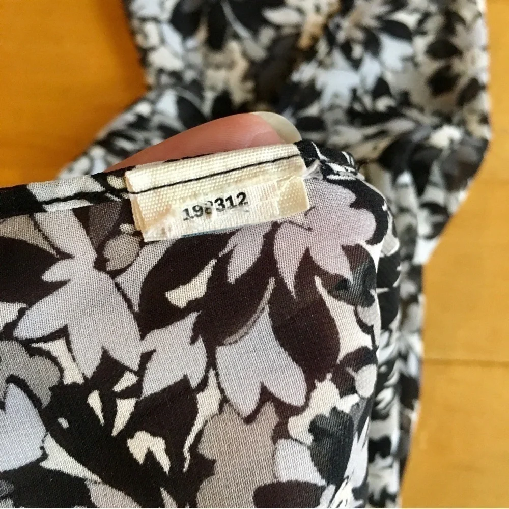 Floral, Lightweight, Semi-Sheer Scarf, Black, White